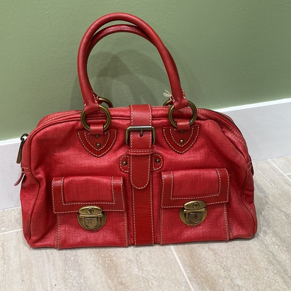 MARC JACOBS Red Coated Canvas Venetia Satchel Bag - Picture 4 of 14